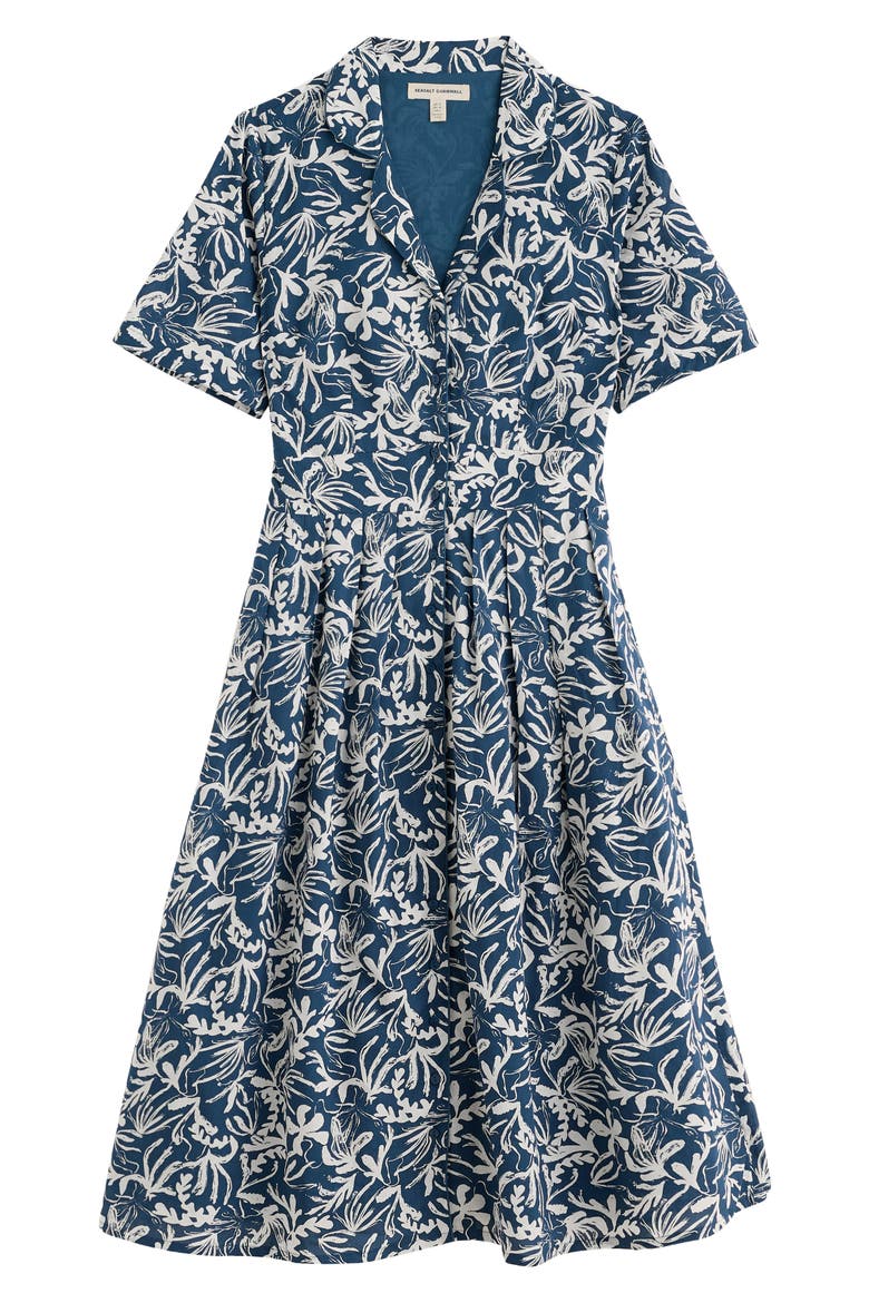 Floral Organic Cotton Voile Shirtdress, Alternate, color, INKY FRONDS STORM