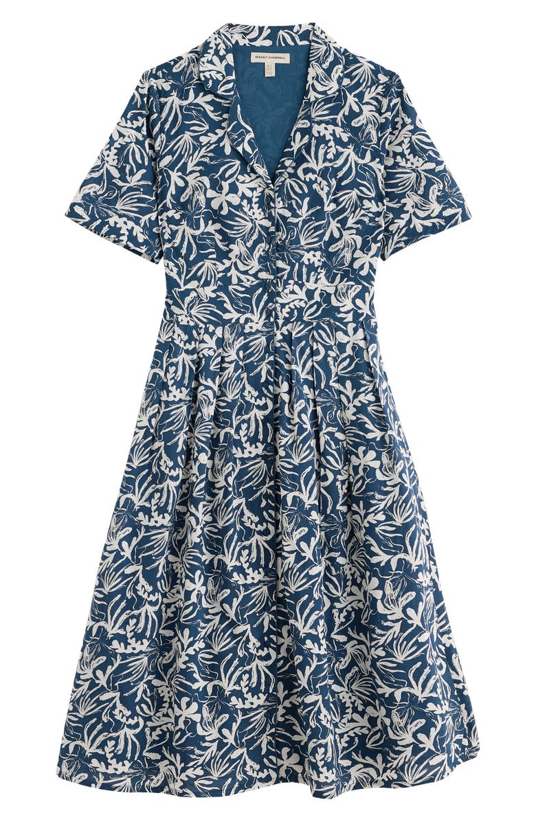 Seasalt Cornwall Charlotte Floral Organic Cotton Voile Shirtdress, Alternate, color, Inky Fronds Storm