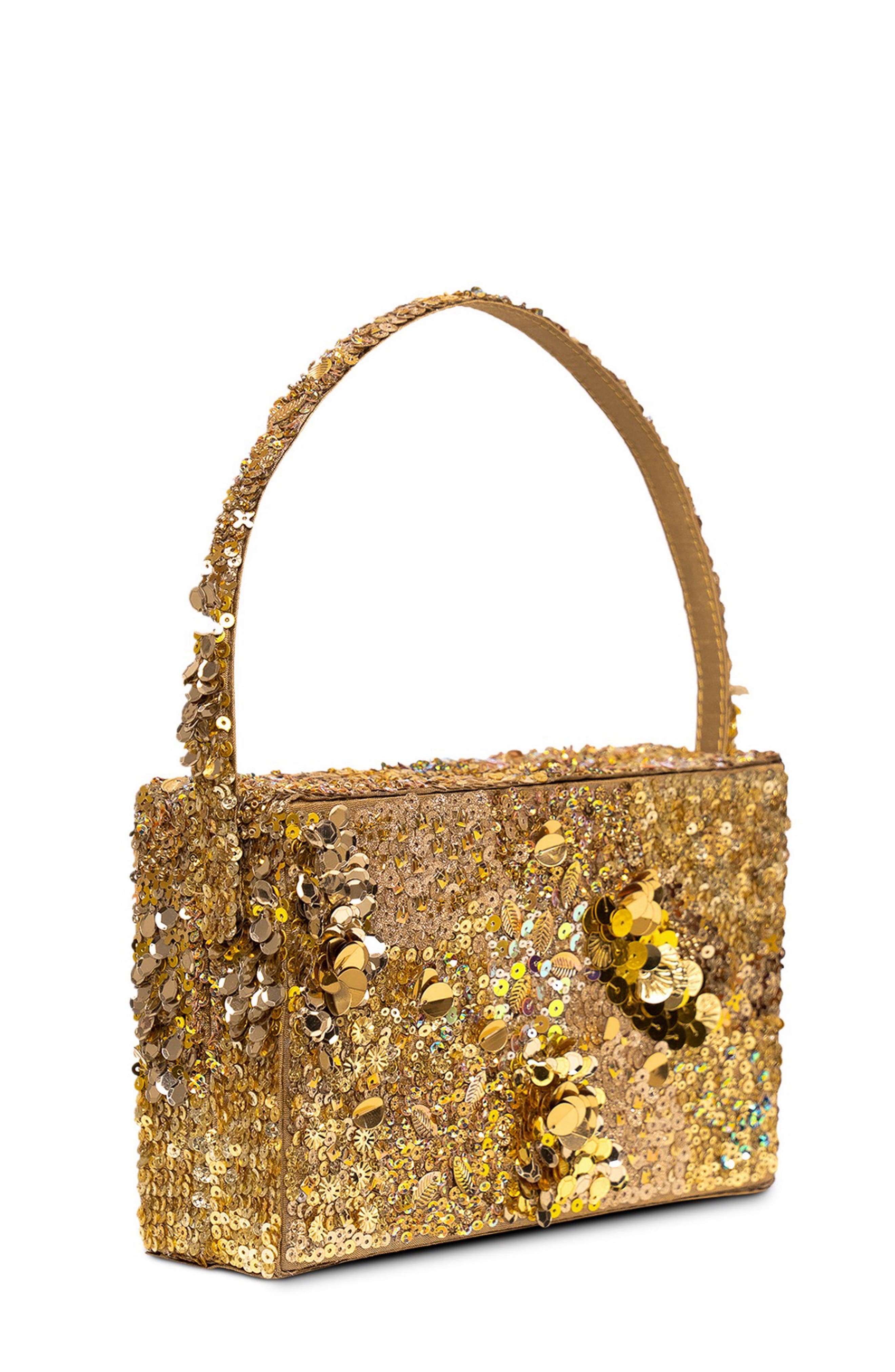 Sequin Box Clutch, Alternate, color, Golden Ember