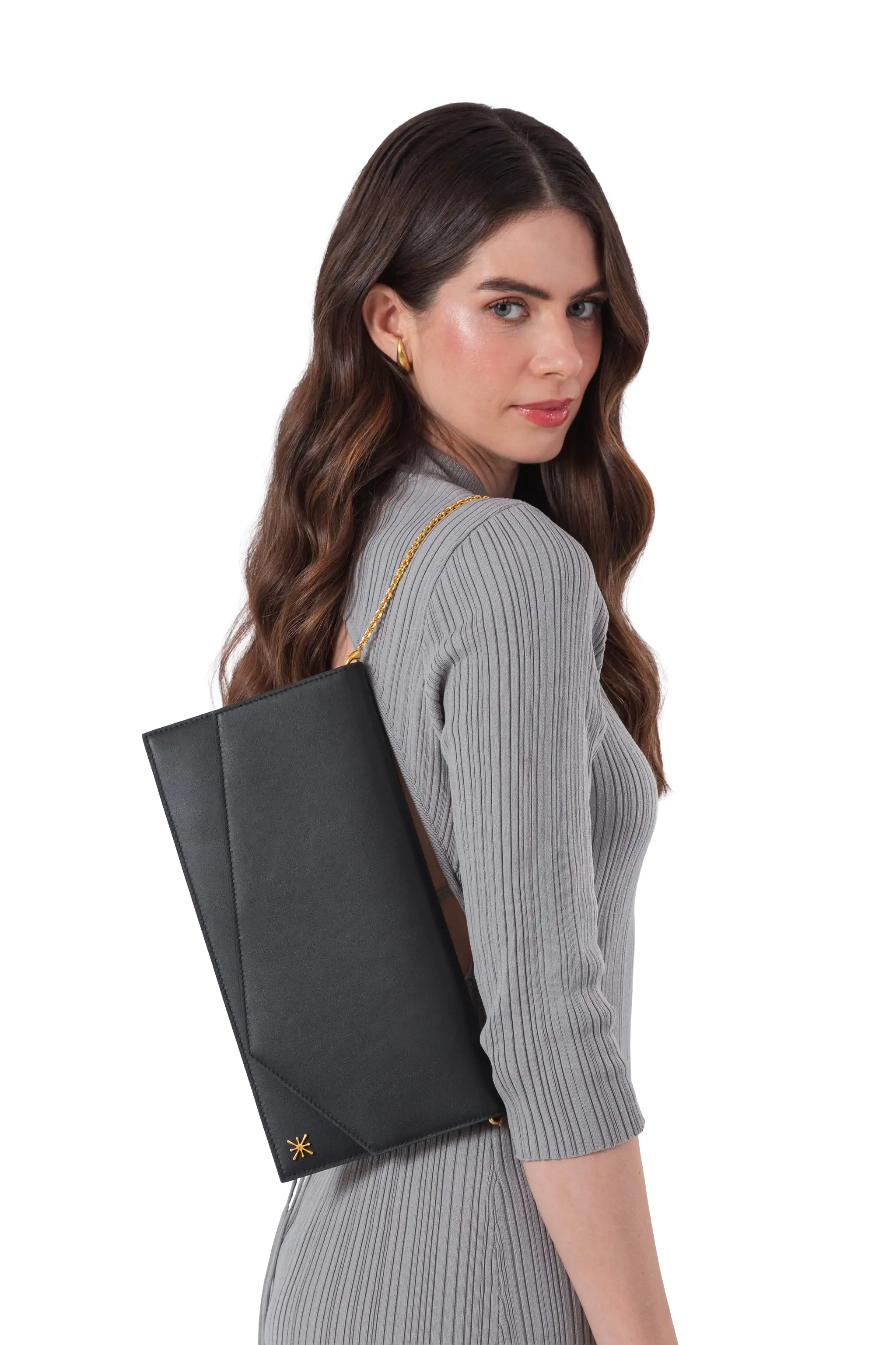 Esthera 1AM Leather Envelope Bag, Alternate, color, Black