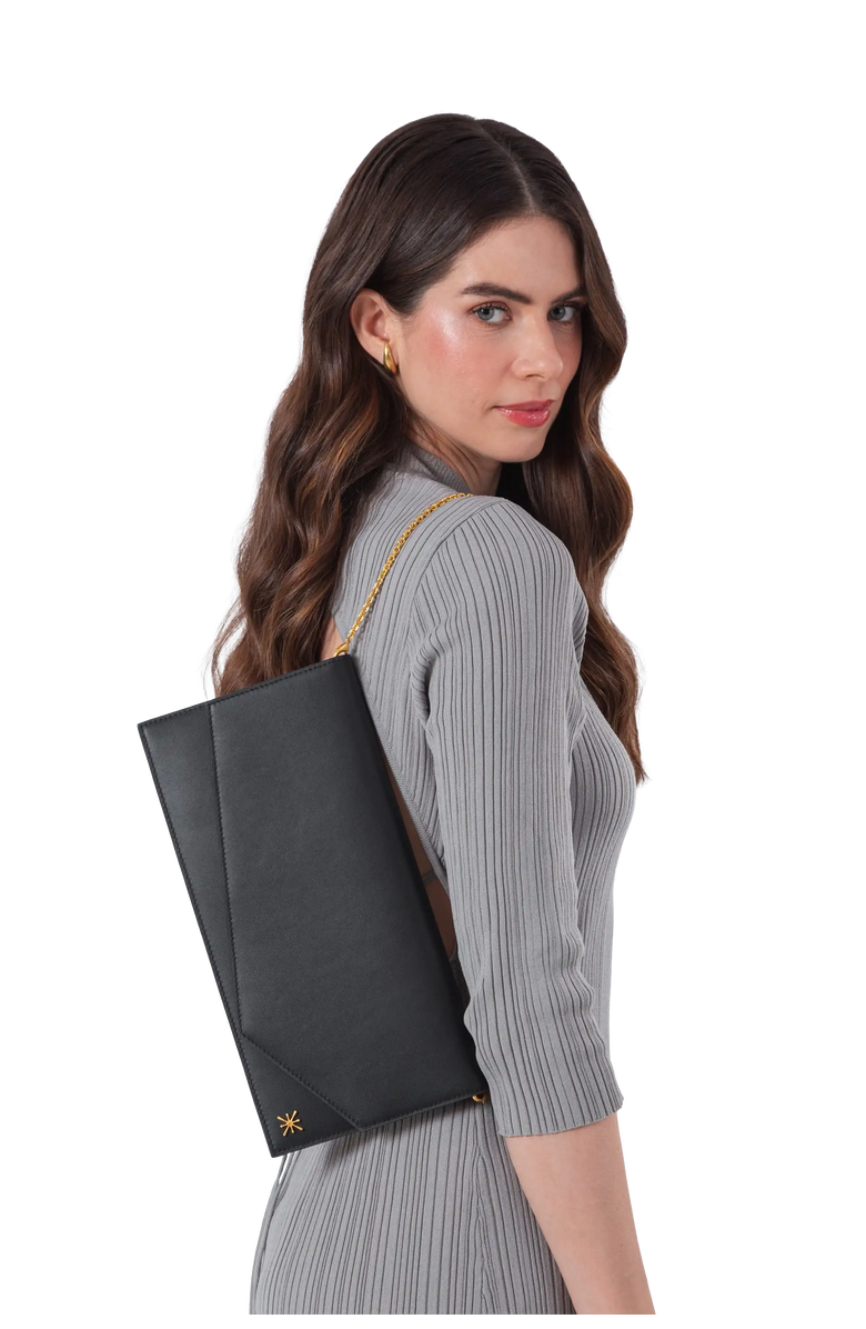 Esthera 1AM Leather Envelope Bag, Alternate, color, Black