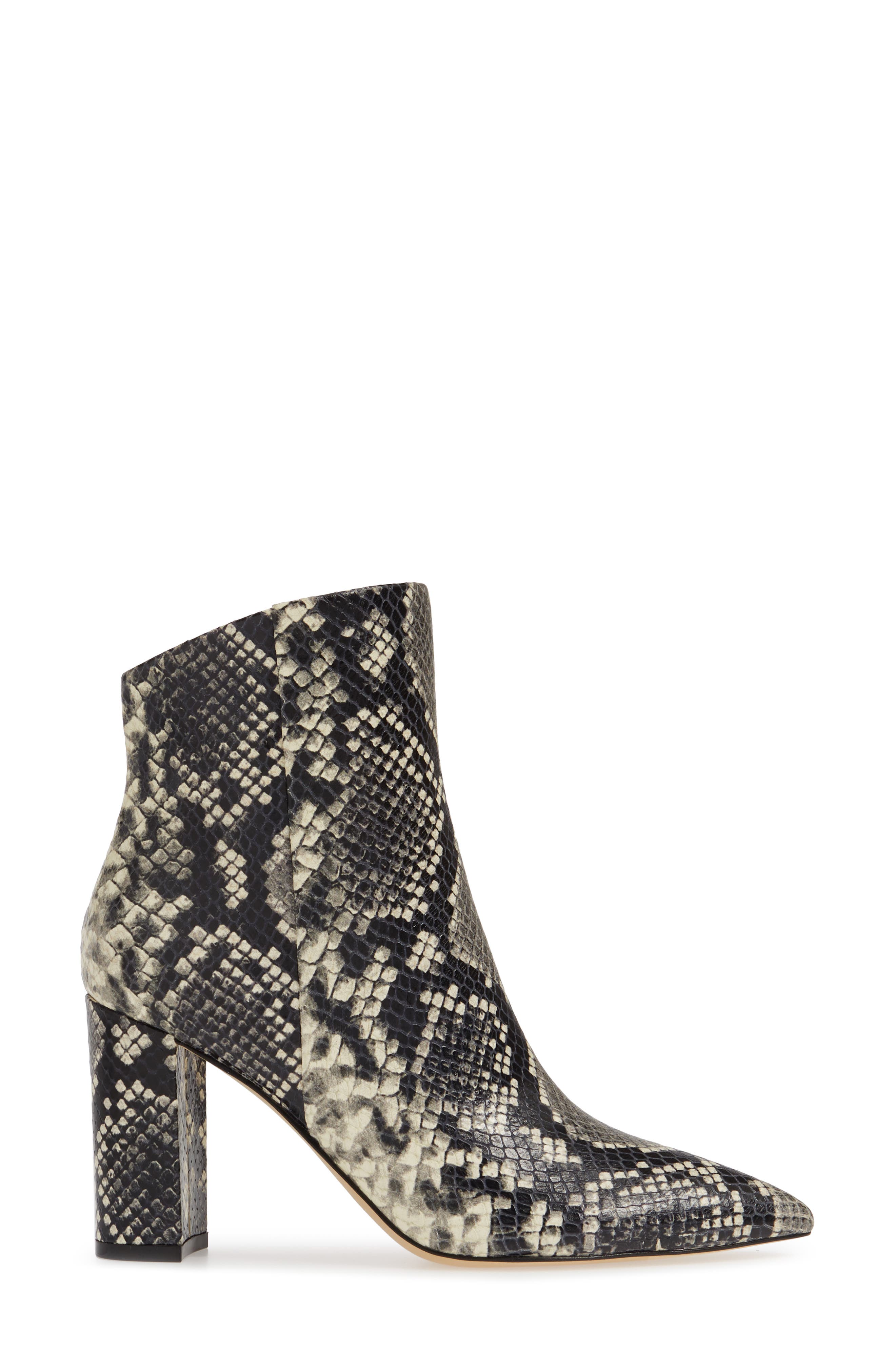 Unique Bootie, Alternate, color, BLACK/ WHITE SNAKE LEATHER