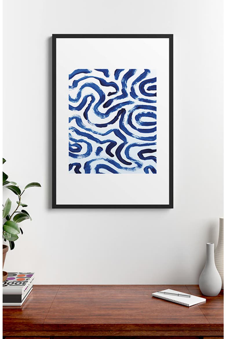 Blue Minimal Framed Art Print, Alternate, color, BLUE/ WHITE