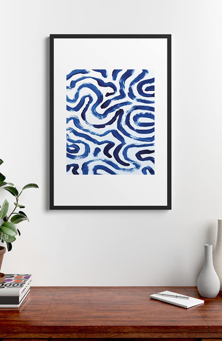 Deny Designs Blue Minimal Framed Art Print, Alternate, color, Blue/ White