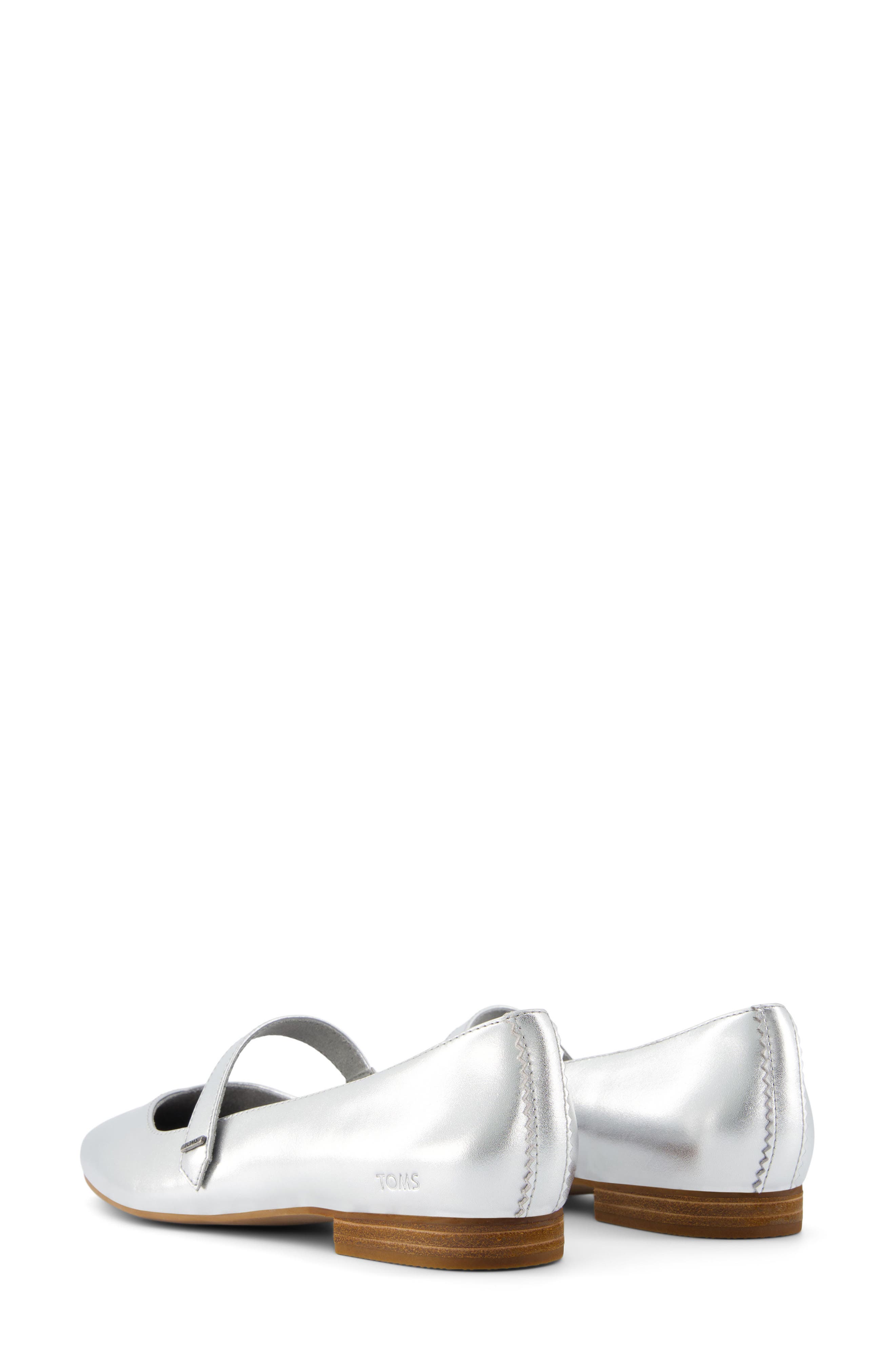 TOMS Bianca Metallic Mary Jane Flat, Alternate, color, Silver