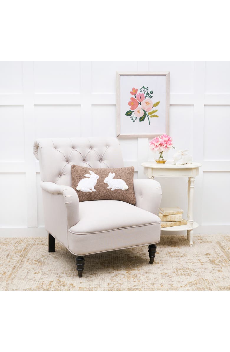 C&F Home Easter Bunny Rabbit Duo Silhouettes Hooked Mini Brown Lumbar Accent Pillow 12" x 20", Alternate, color, Brown