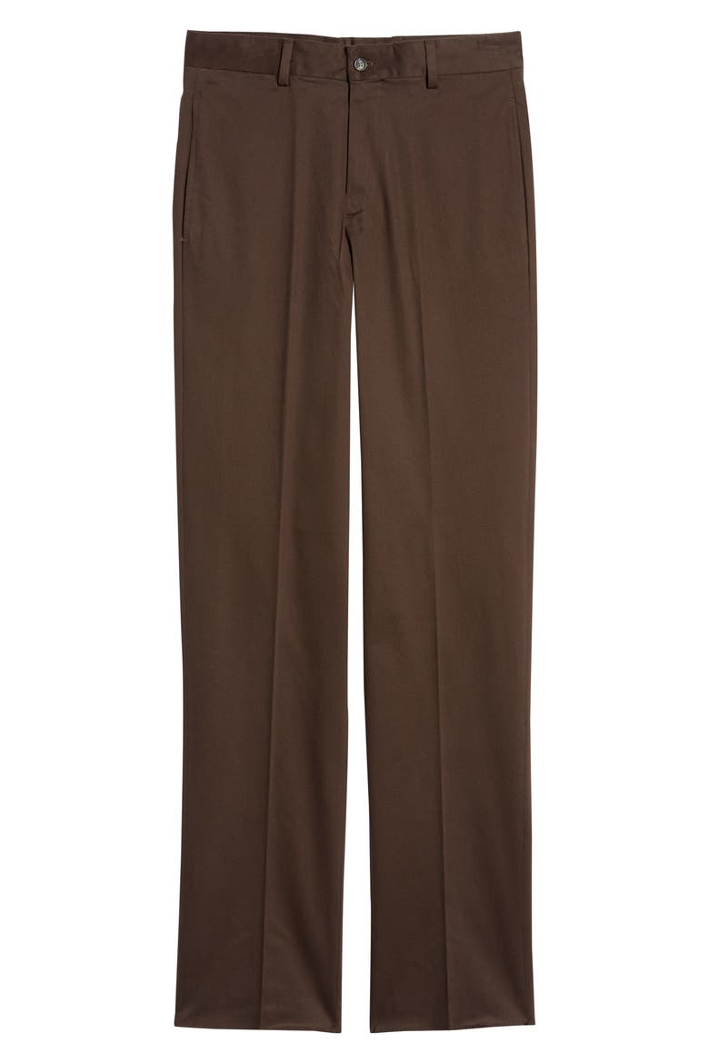 Charleston Khakis Flat Front Stretch Sateen Pants, Alternate, color, BROWN