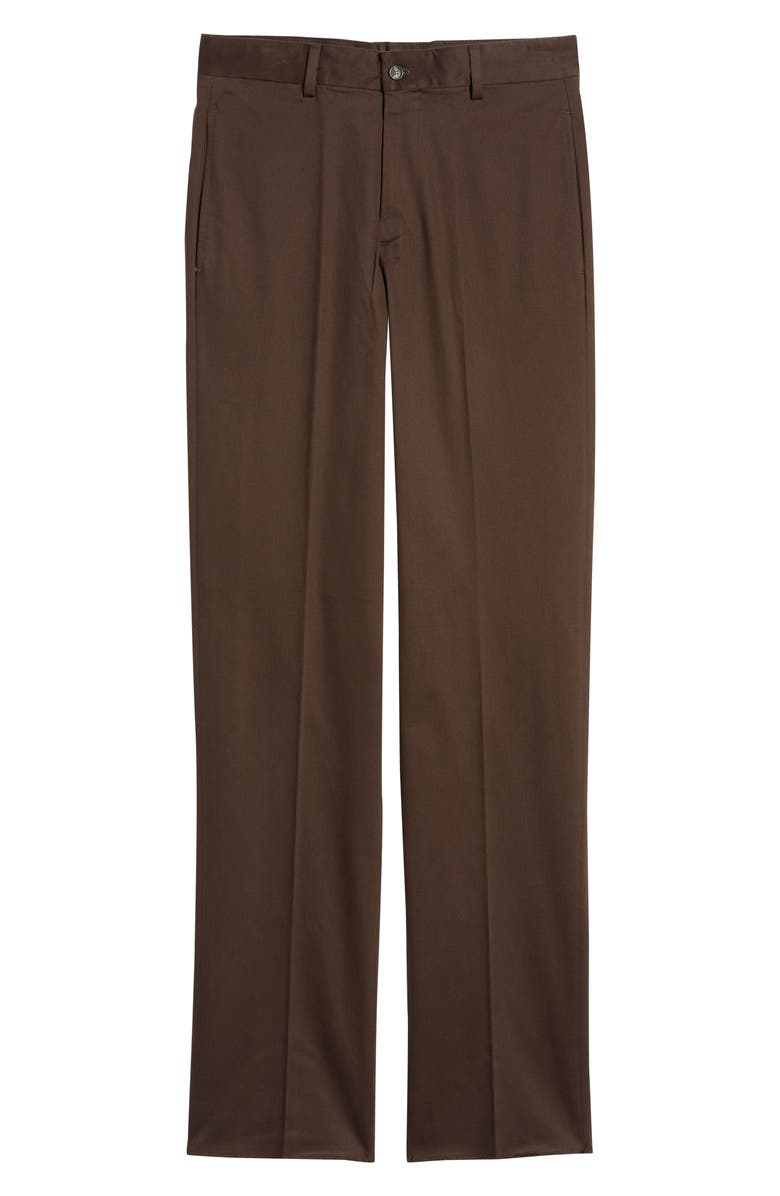 Berle Charleston Khakis Flat Front Stretch Sateen Pants, Alternate, color, Brown
