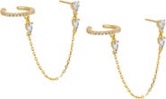 BY ADINA EDEN Multi CZ Chain Stud X Ear Cuff Earring