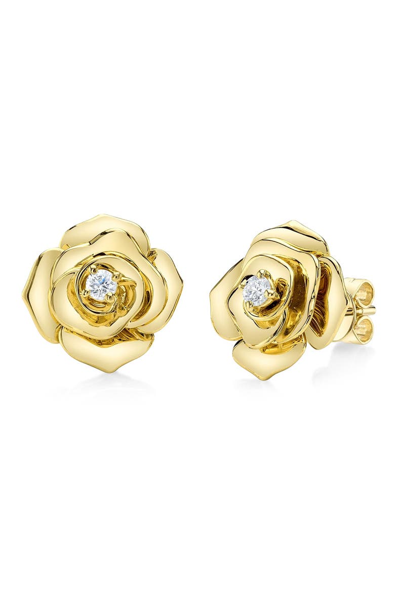 Diamond Flower Stud Earrings 14K, Alternate, color, 0.08ct/Yellow Gold