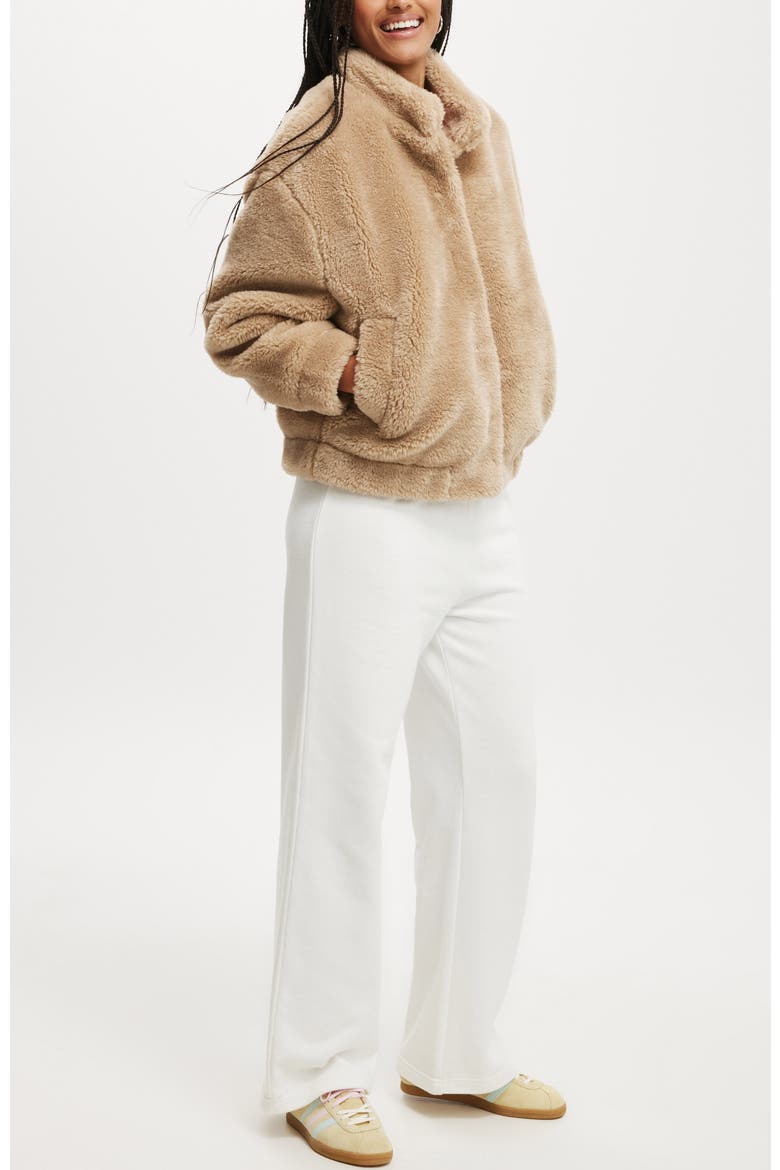 Women's Teddy Bomber Jacket, Alternate, color, Stone