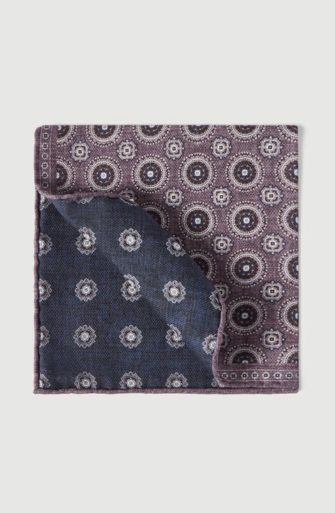 Silk pocket square with medallion design