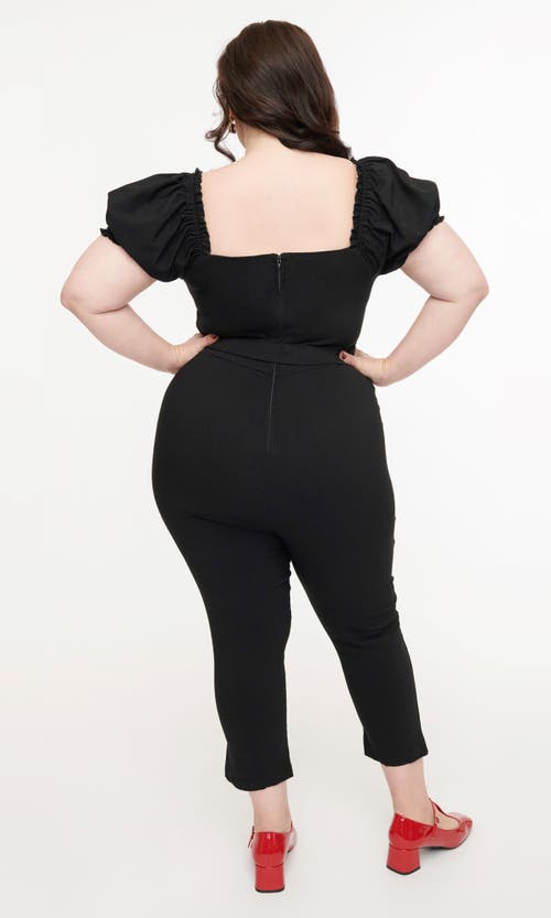 Unique Vintage Plus Size Belted Jumpsuit In Black