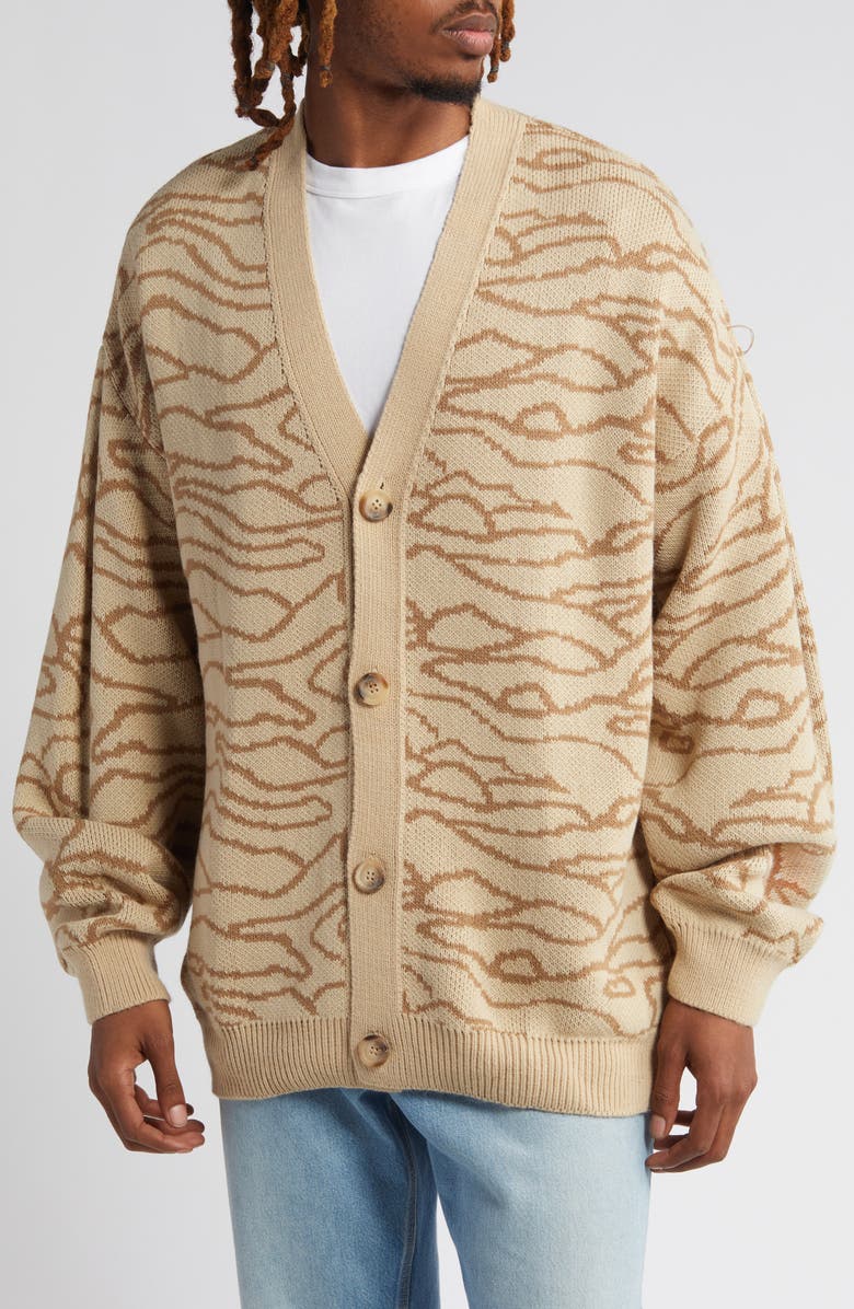 Topman Animal Stripe Oversize Cardigan, Alternate, color, 