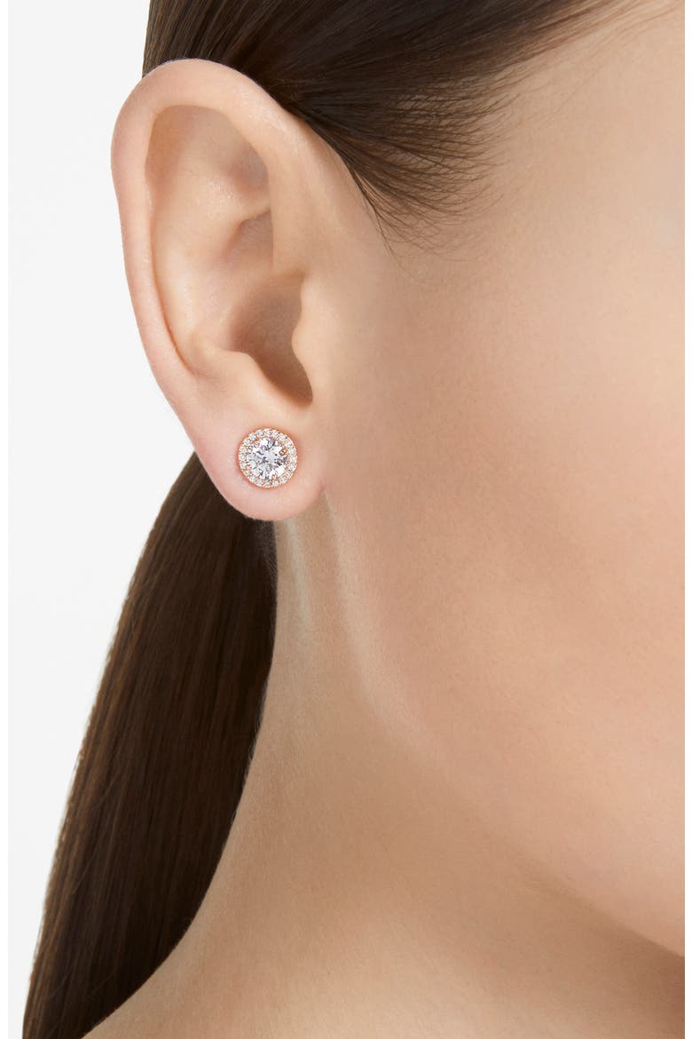 Una Pavé Crystal Stud Earrings, Alternate, color, ROSE GOLD