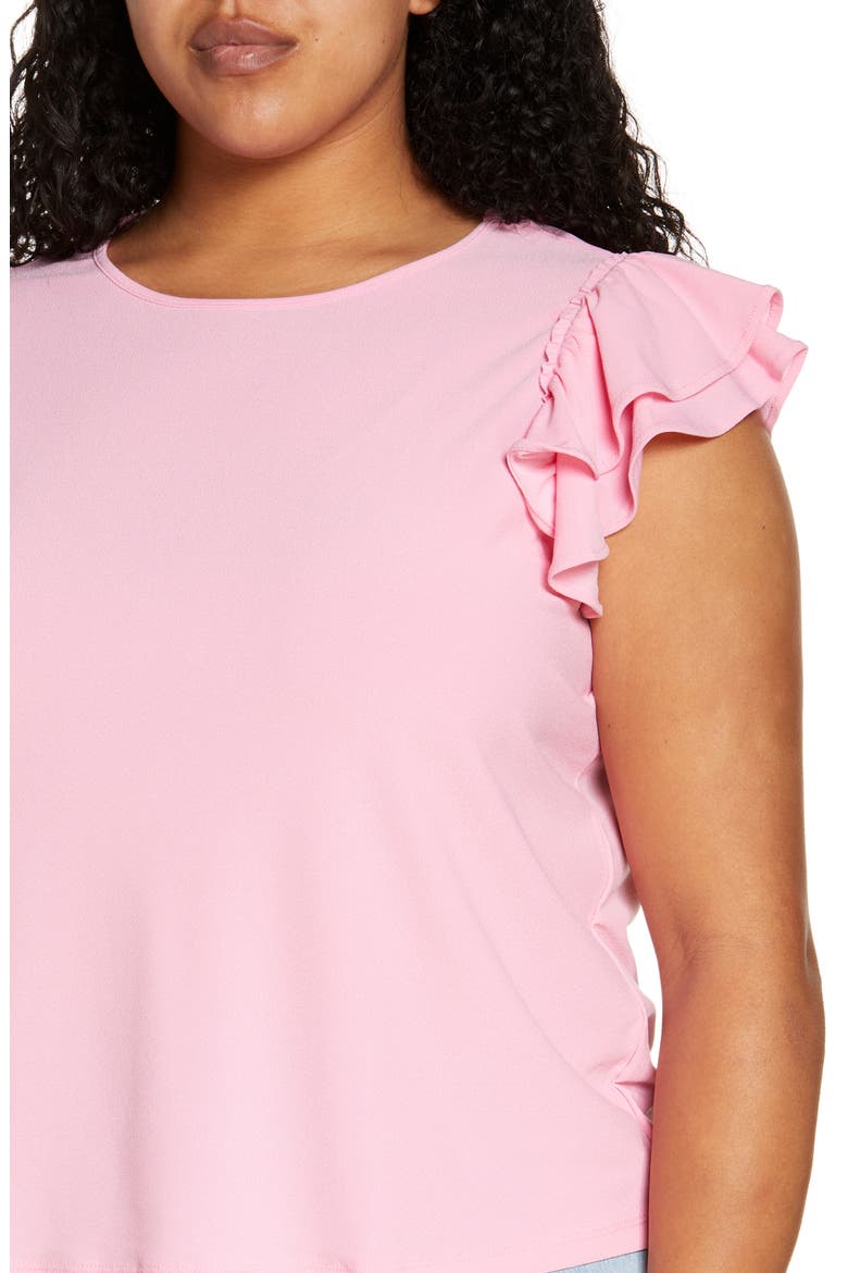 Double Ruffle Knit Top, Alternate, color, PINK BEGONIA
