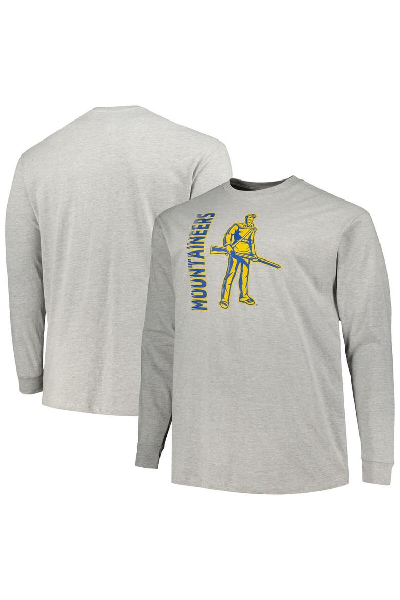 Men's Champion Heather Gray West Virginia Mountaineers Big & Tall Mascot Long Sleeve T-Shirt, Main, color, Heather Gray