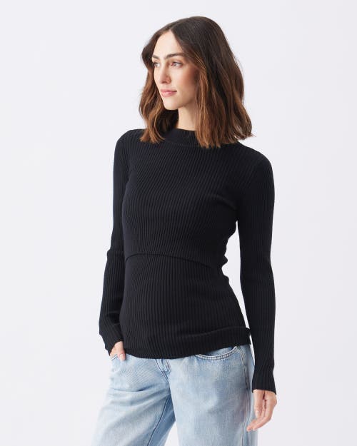Ripe Maternity Lift Up Nursing Knit Sweater In Black