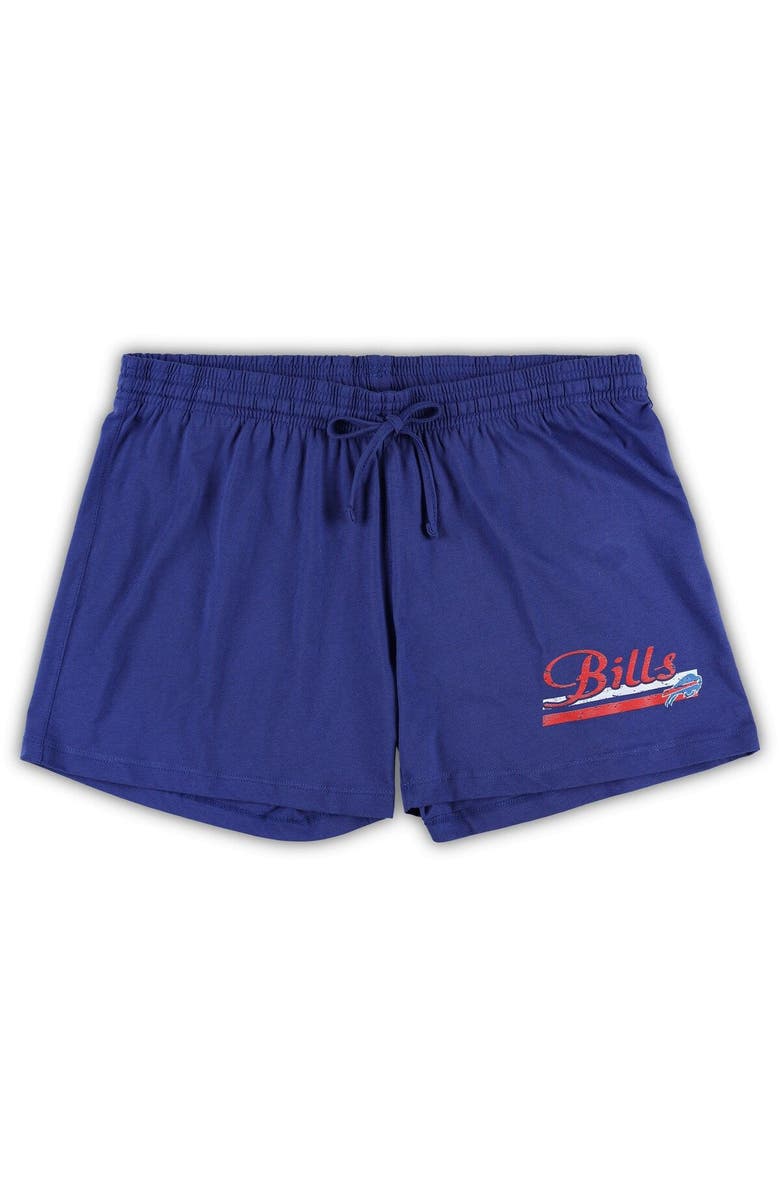 CONCEPTS SPORT Women's Concepts Sport White/Royal Buffalo Bills Plus Size Downfield T-Shirt & Shorts Sleep Set, Alternate, color,
