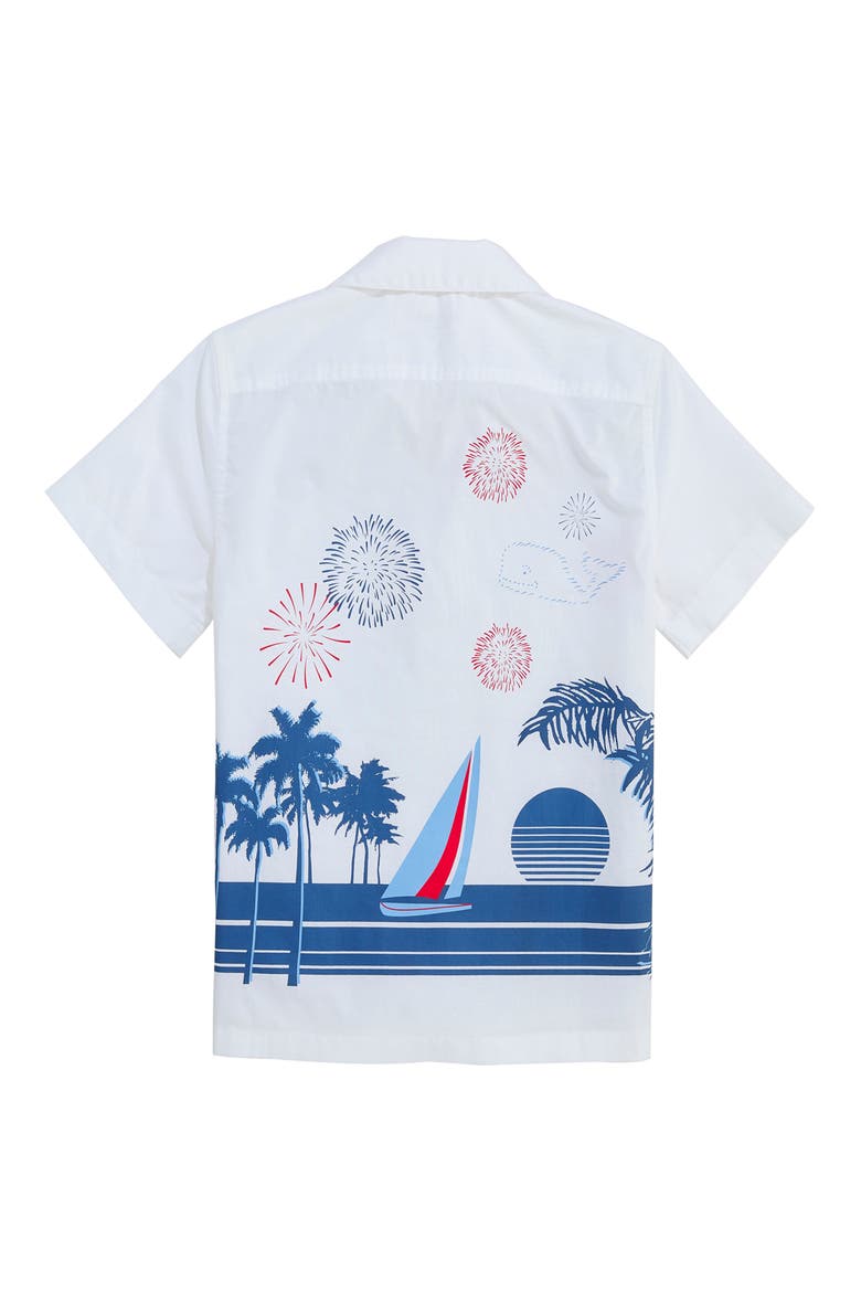Kids' 4th of July Short Sleeve Cotton Button-Up Shirt, Alternate, color, WHITE CAP
