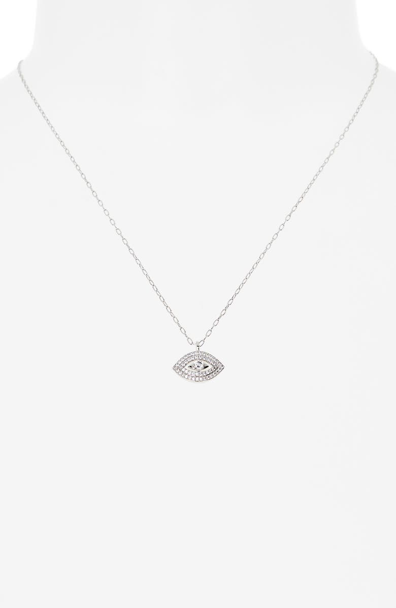 Nadri Daylight Evil Eye Pendant Necklace, Alternate, color, Rhodium