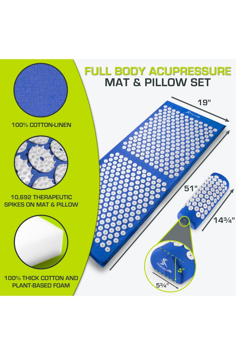 Full Body Acupressure Mat and Pillow Set, Alternate, color, Blue