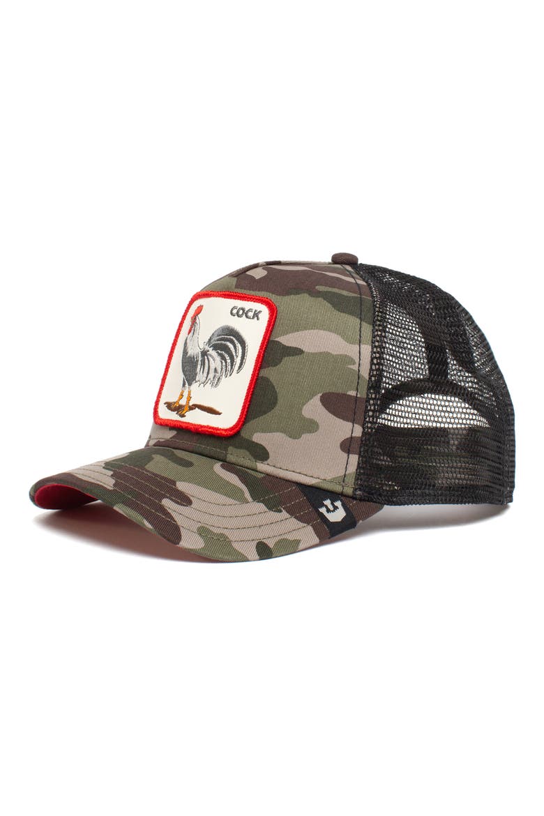 The Rooster Patch Trucker Hat, Alternate, color, CAMOUFLAGE