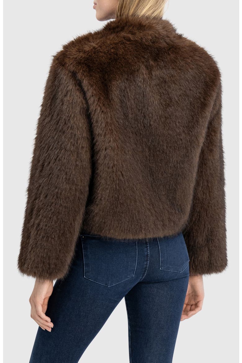 Fur-Free Sable (Faux Fur) Jacket, Stand Collar, Alternate, color, BROWN