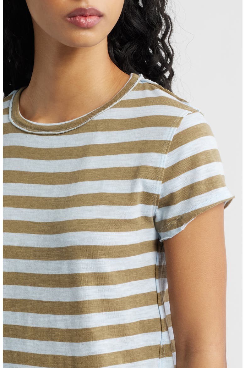 Nora Stripe Linen & Cotton T-Shirt, Alternate, color, GREEN COMBO