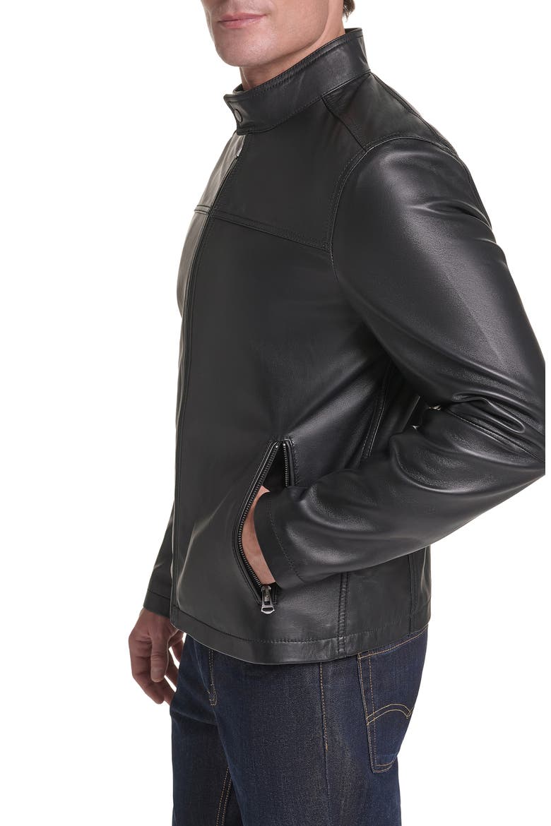 Leather Moto Jacket, Alternate, color, BLACK
