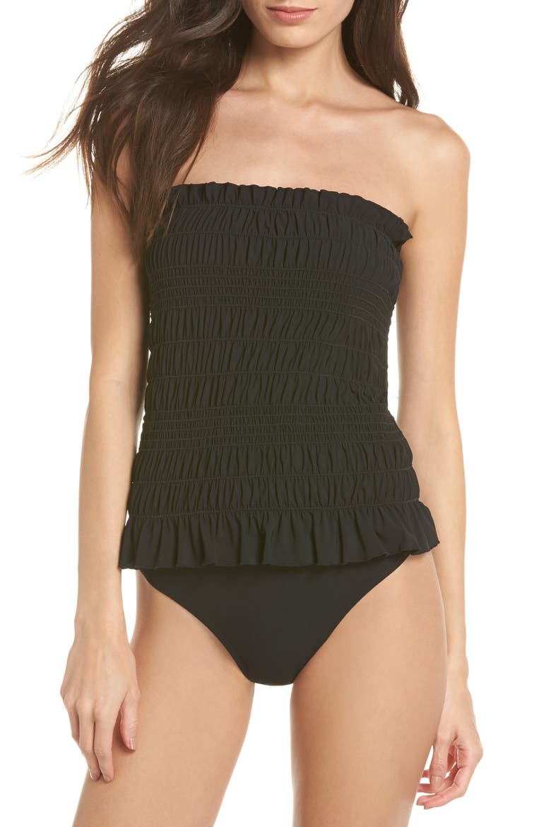 Costa Smocked One-Piece Swimsuit, Main, color, BLACK / BLACK