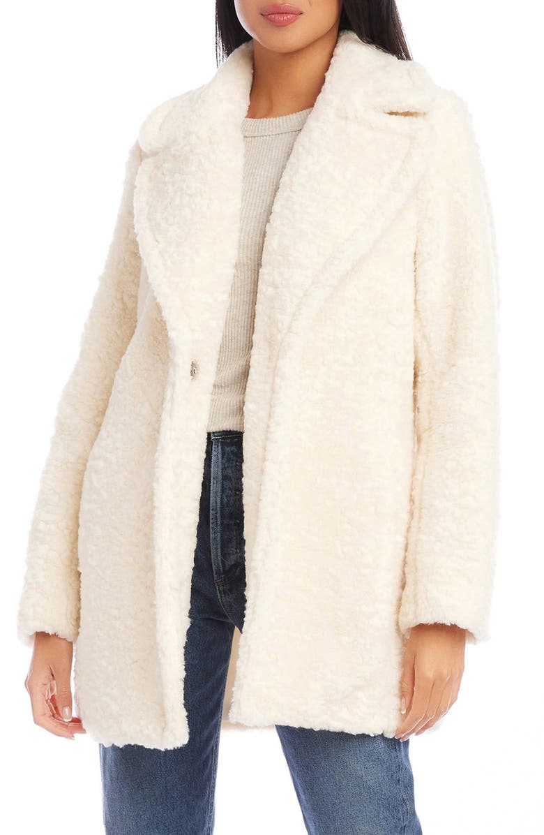 Karen Kane Faux Shearling Coat, Main, color, 