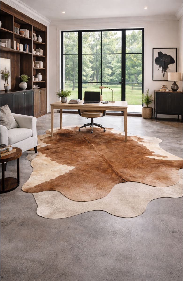 Rhacam Eco Hide Gisselle Brown and White Cowhide Rug  9'5" × 7'11", Alternate, color, Brown/White