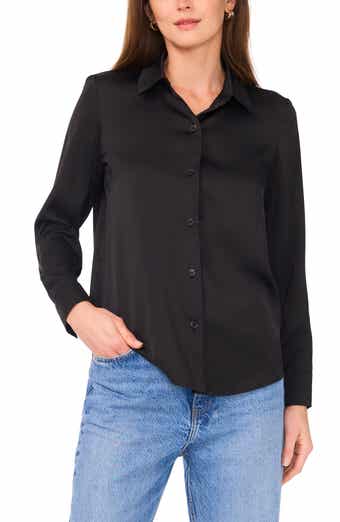 Vince Camuto Satin Long Sleeve Button-Up Shirt