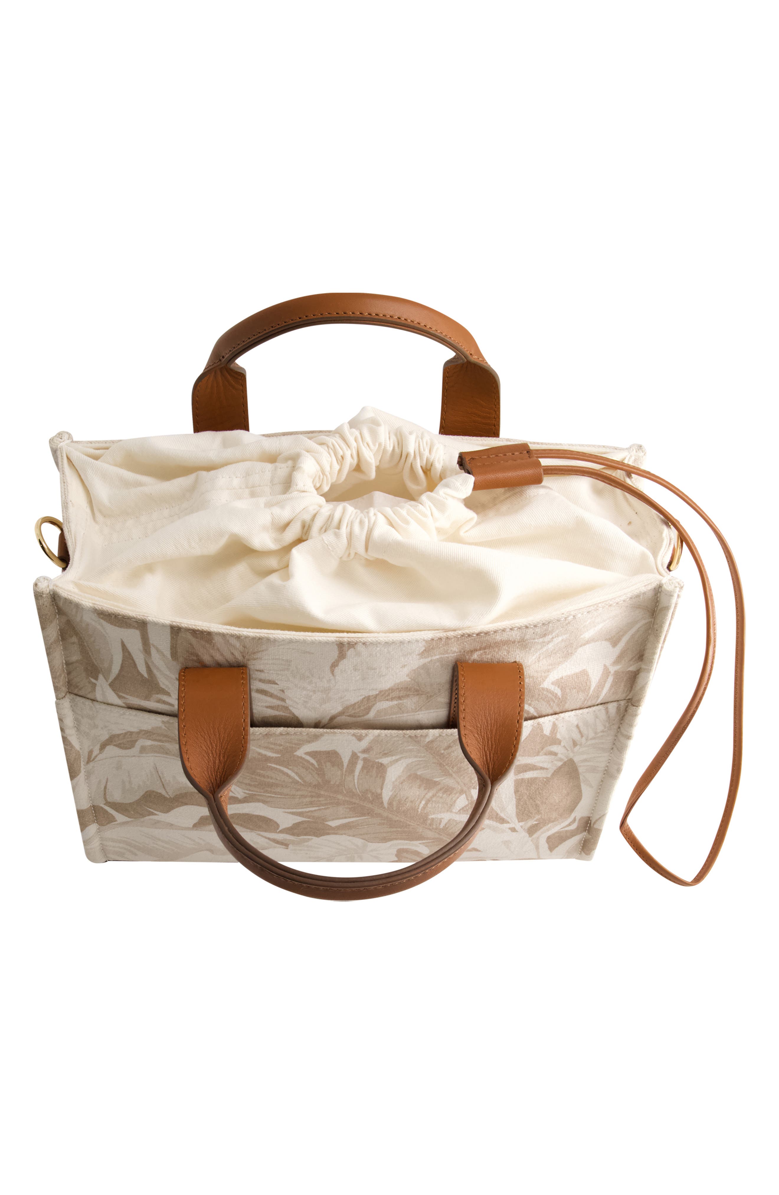 Tommy Bahama Floral Canvas & Leather Trim Tote Bag, Alternate, color, Beige Multi