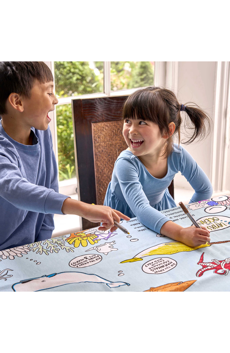Eat Sleep Doodle Under the Sea Tablecloth, Alternate, color, Light Blue