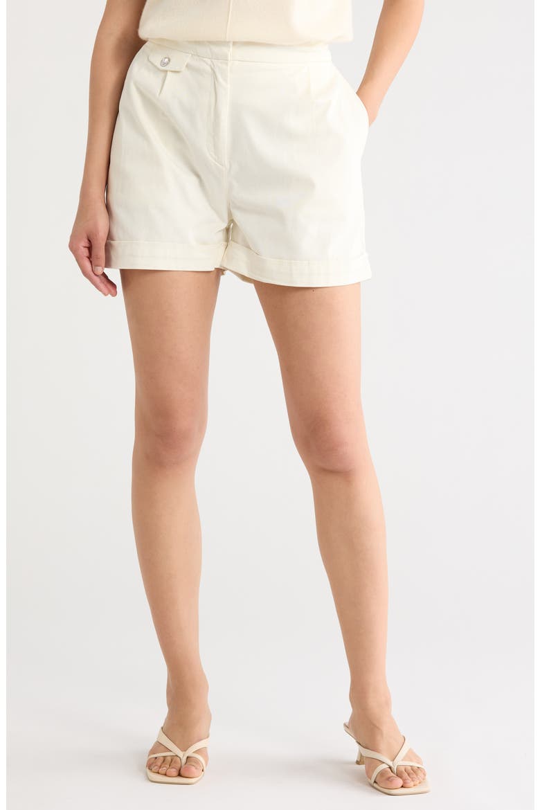 Taschi Pleated Shorts, Main, color, OPEN WHT