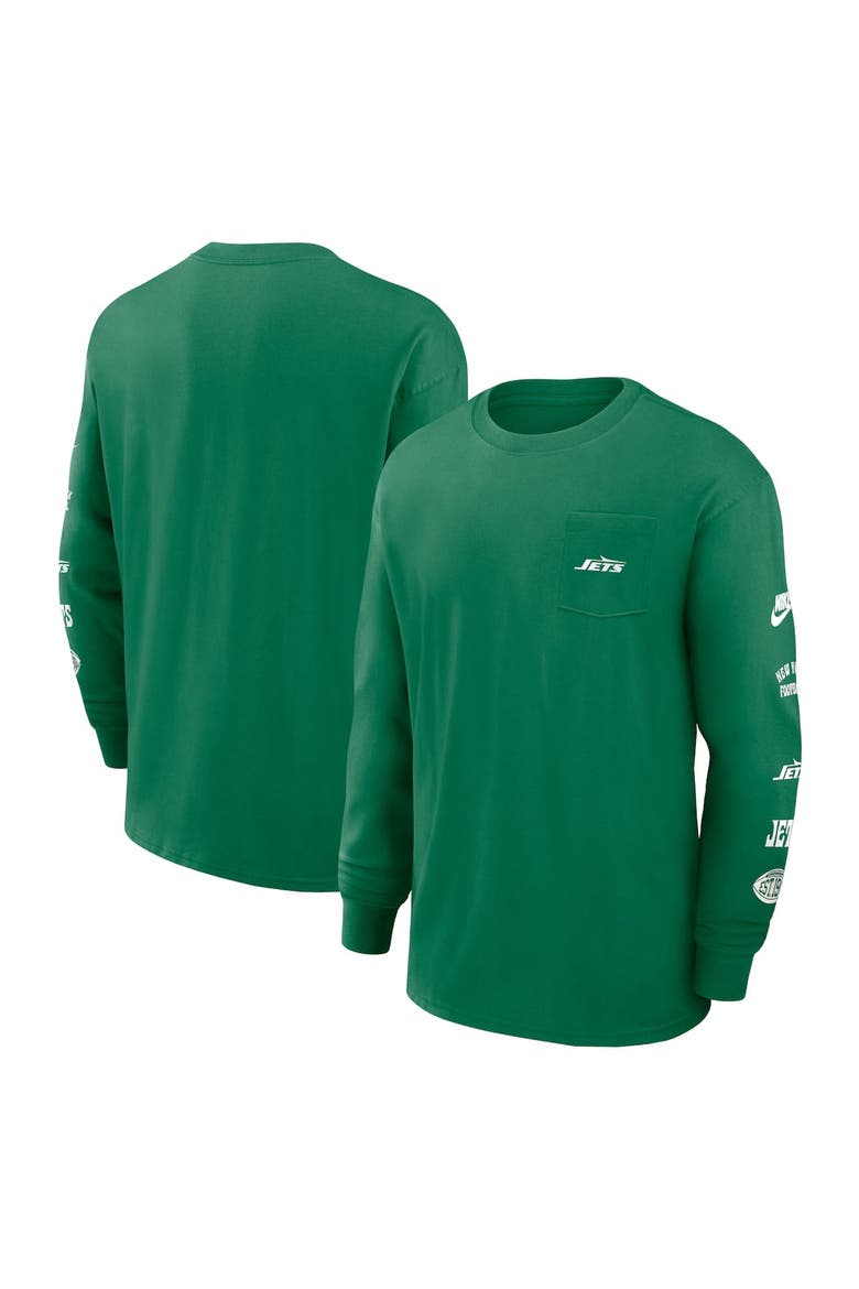Men's Nike Green New York Jets Rewind Heavy Max90 Pocket Long Sleeve T-Shirt, Alternate, color, Green