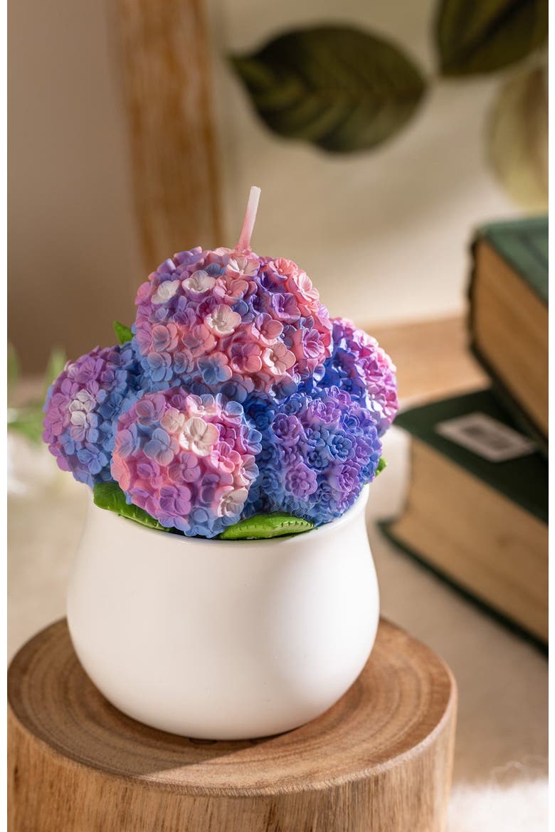 Hydrangea Flower Candle, Alternate, color, Violet