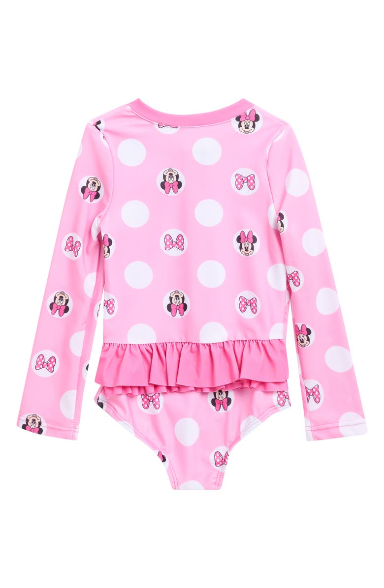 DREAMWAVE Kids' Minnie Mouse One-Piece Rashguard, Alternate, color, Pink/ White