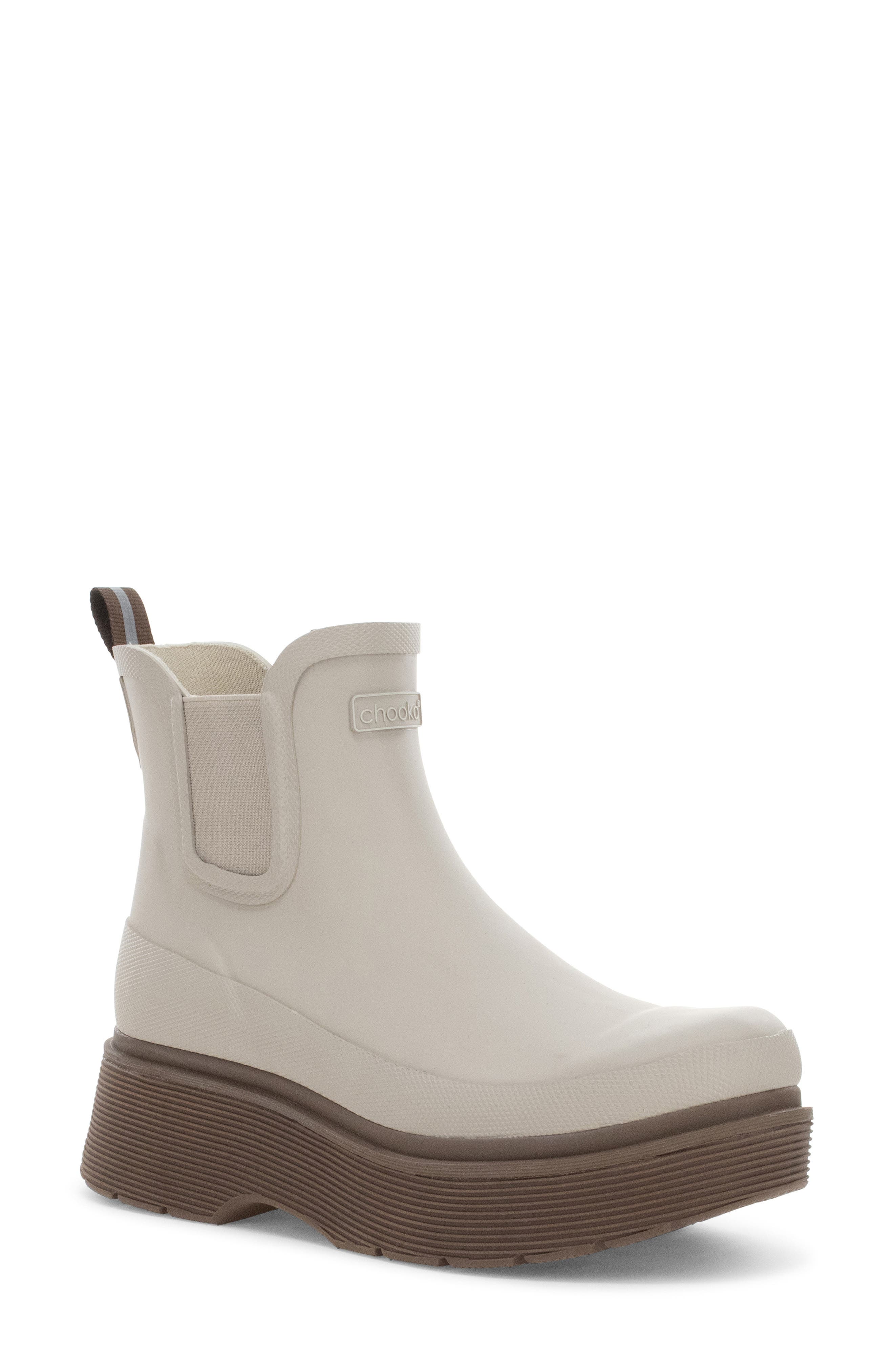 Platform Chelsea Rain Boot, Main, color, TAUPE