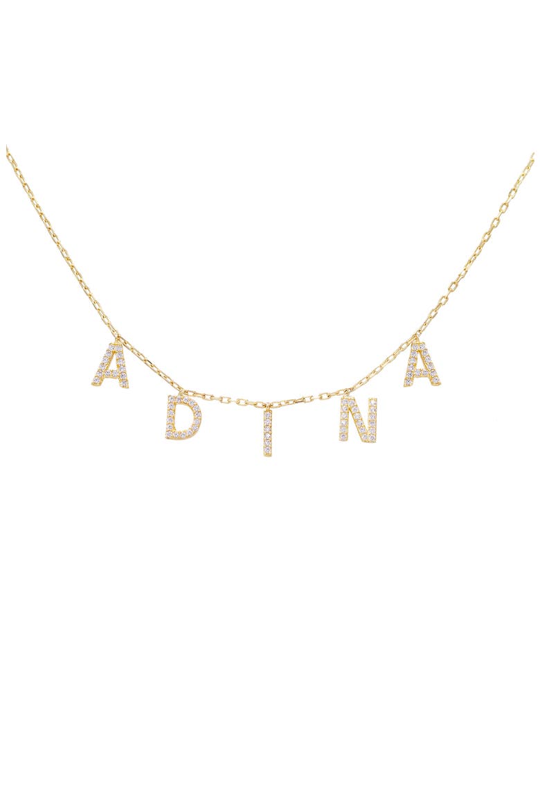 Personalized Pavé Block Name Shaker Necklace, Main, color, GOLD