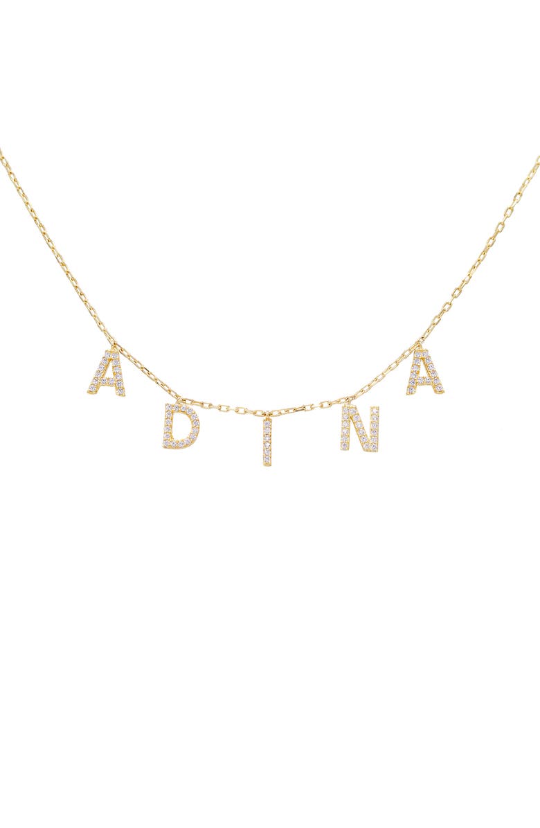 BY ADINA EDEN Personalized Pavé Block Name Shaker Necklace, Main, color, 