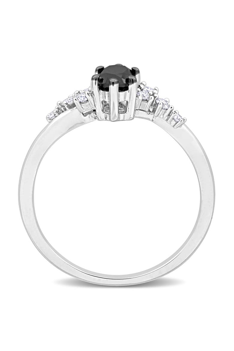 Black & White Diamond Oval Cluster Ring 14k, Alternate, color, 14k White Gold