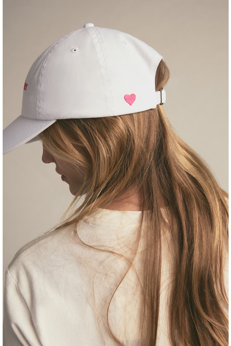 Classic Logo Heart Cotton Twill Baseball Cap, Alternate, color, WHITE / PINK