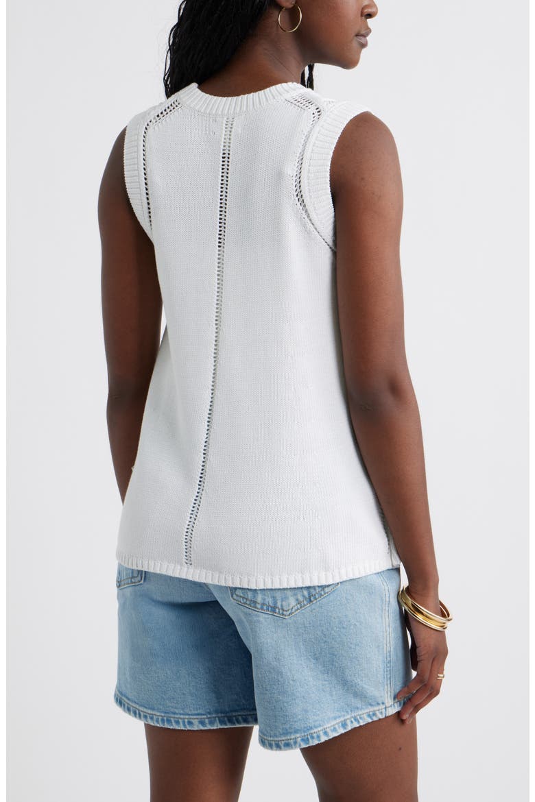 Open Stitch Sleeveless Sweater, Alternate, color, WHITE