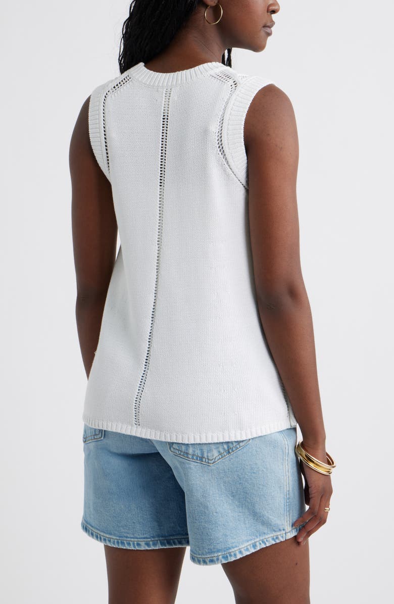 Caslon<sup>®</sup> Open Stitch Sleeveless Sweater, Alternate, color, White