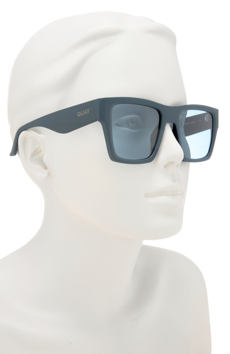 QUAY Fast Lane 52mm Square Sunglasses, Alternate, color, Matte Navy/ Dark Turquoise