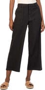 KUT from the Kloth Topaz High Waist Crop Wide Leg Linen Blend Pants