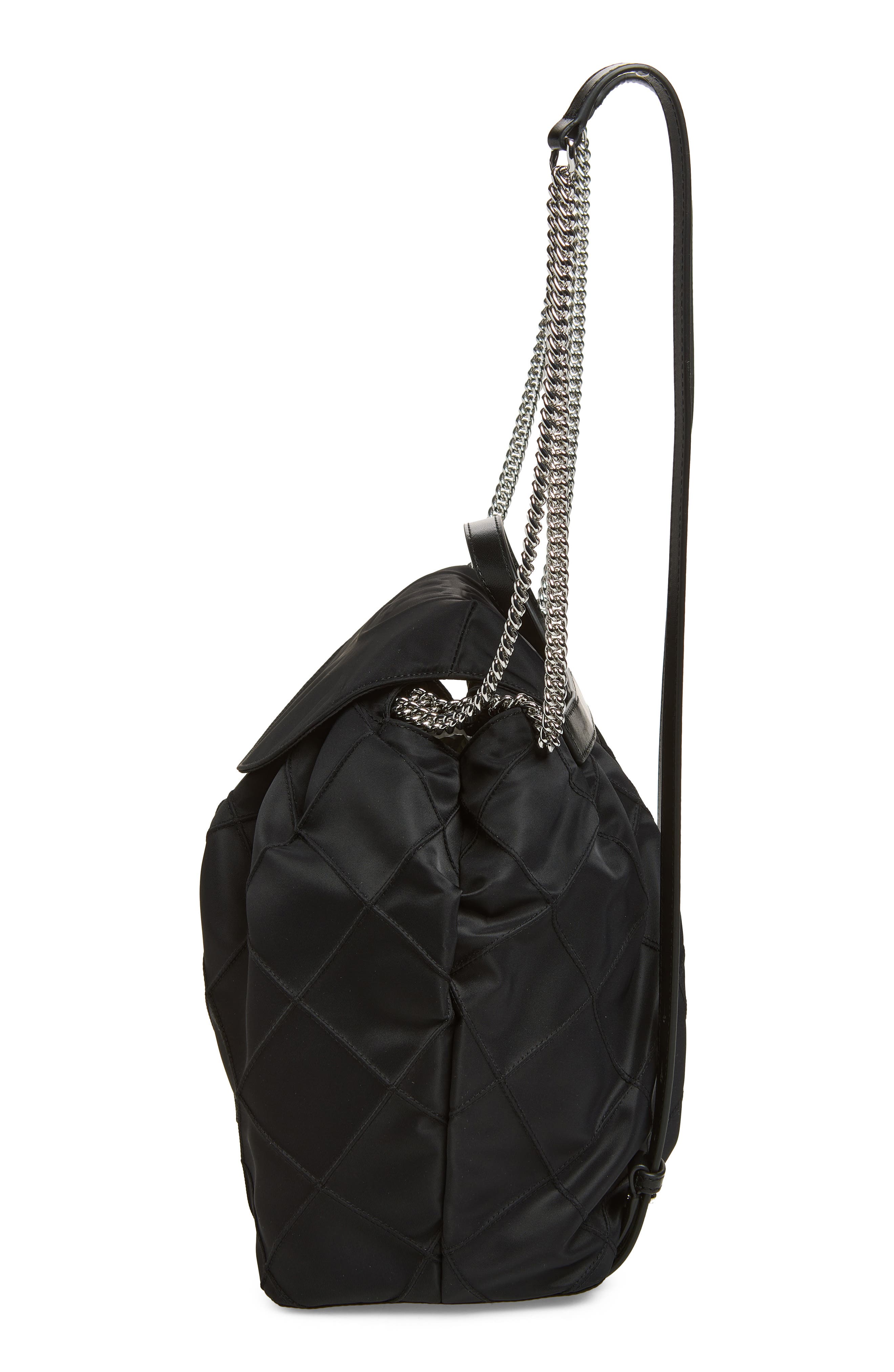 Tory Burch Fleming Nylon Backpack, Alternate, color, Black